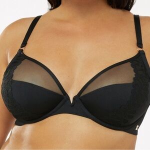 Savage X Fenty Not Sorry Half Cup Plunge Bra Caviar Black 38DD